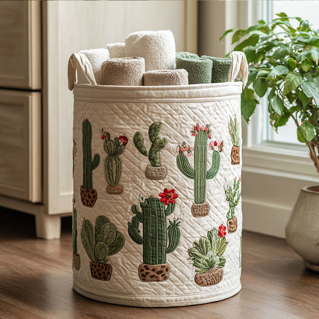 Succulent Vibes Quilted Laundry Basket Valentine's Day Merch Gift