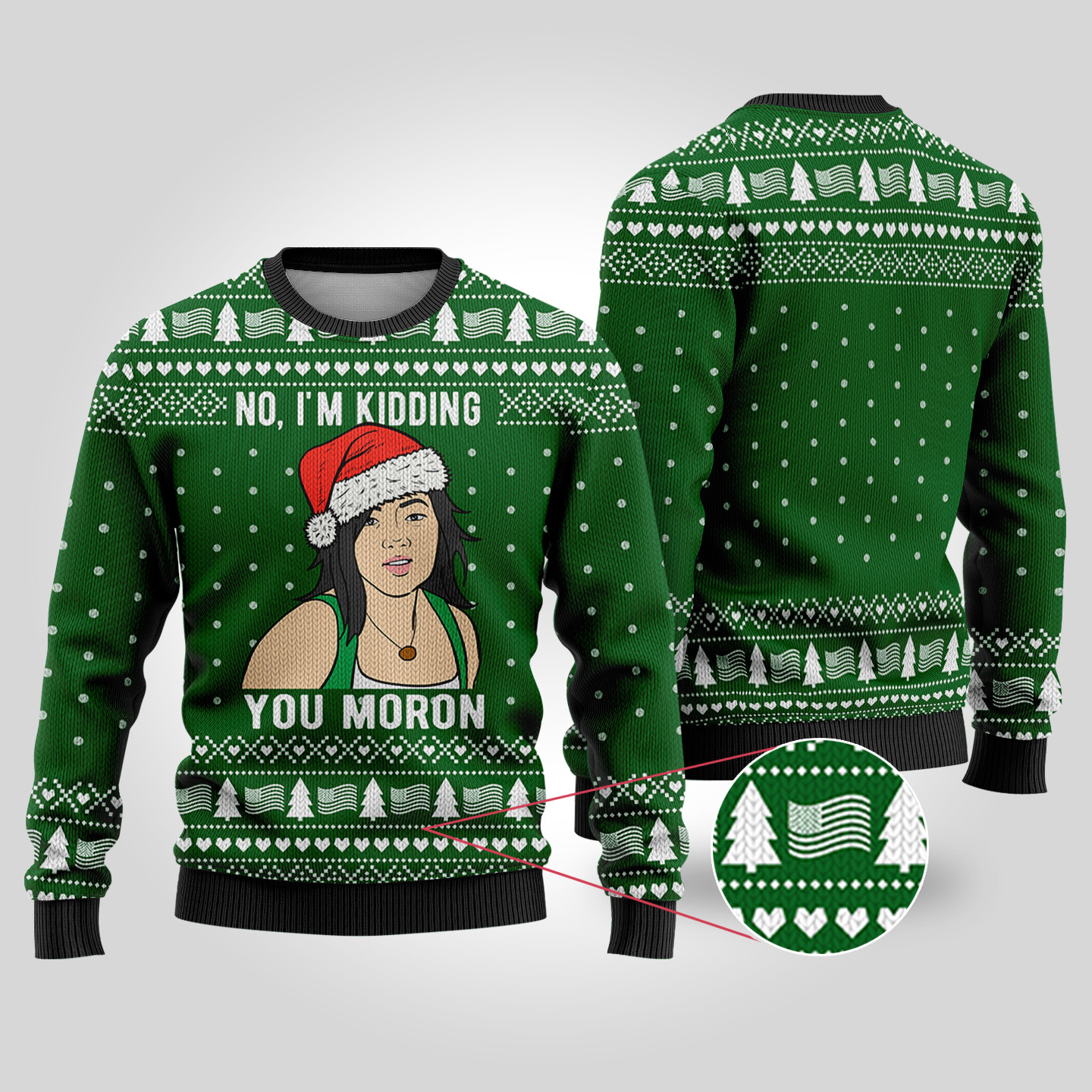 Sue Gran Torino Ugly Christmas Sweater Forest Green Best Gift Idea for Christmas Enthusiasts
