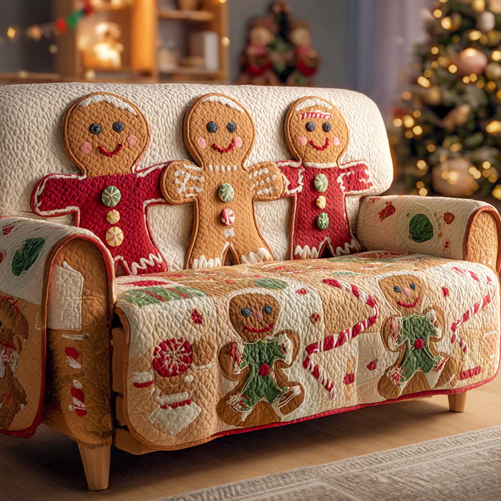 Sugar Cookie Christmas Quilted Sofa Cover Holiday Living Christmas Decor Gift Idea For Mother In Law