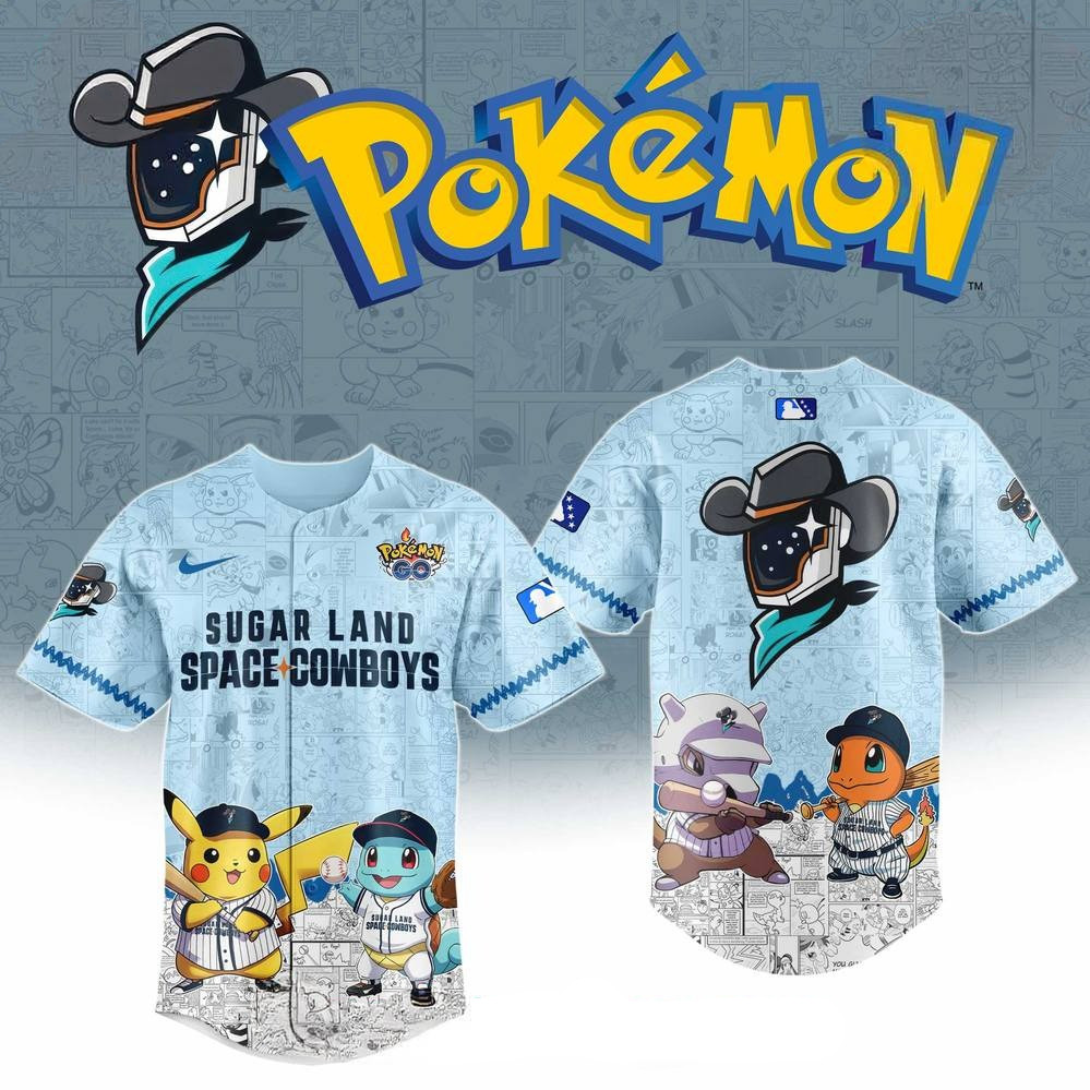 Sugar Land Space Cowboys x Pokemon Go Special Baseball Jersey Cool Gifts For Baseball Lovers