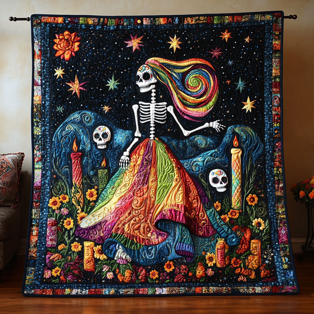 Sugar Skull Dance Quilt Gifts Decor For Friends and Family on Halloween