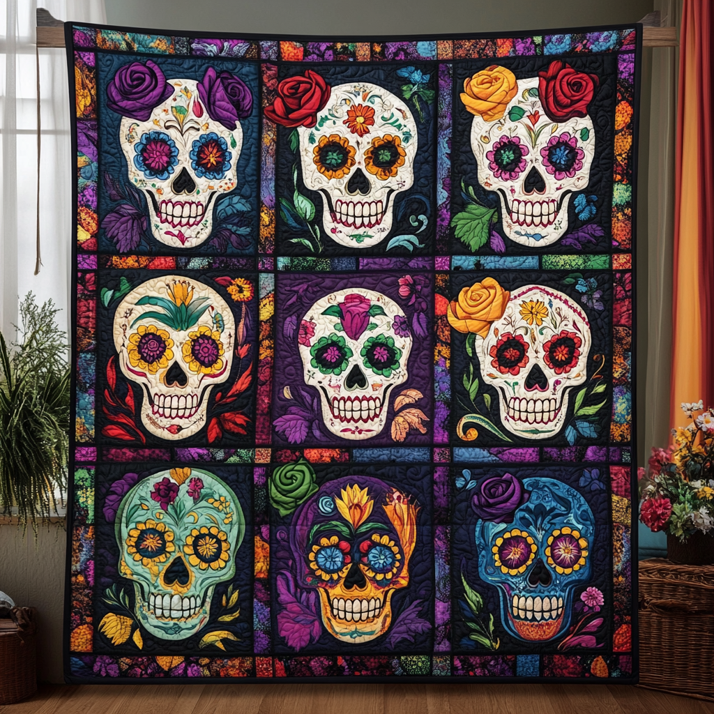 Sugar Skull Magic Quilted Blanket Skull Presents For Her