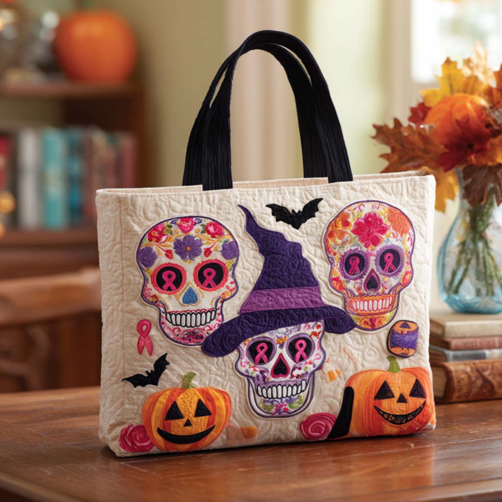 Sugar Skull Magic Quilted Tote Bag Halloween Anniversary Gifts