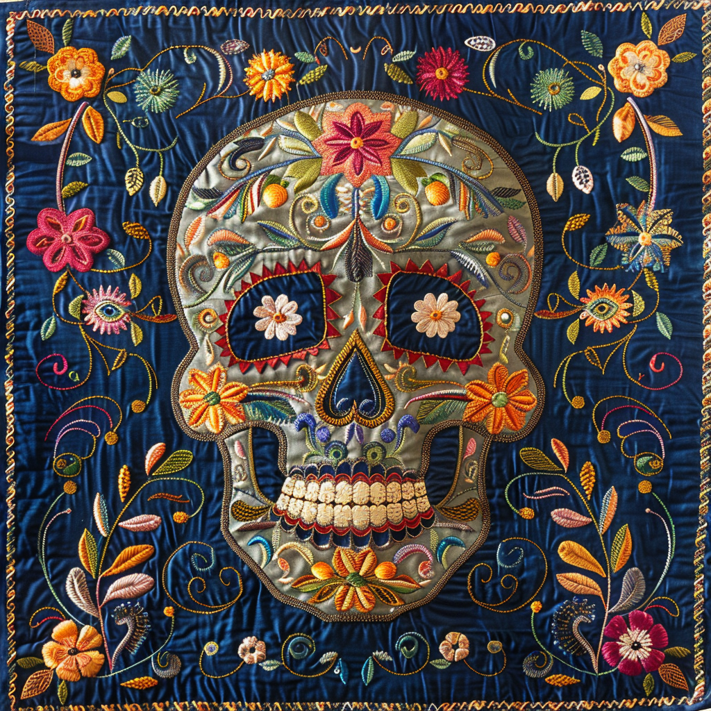 Sugar Skull Quilt Blanket Throw Blankets For Couch Meaningful Gifts For Grandparents