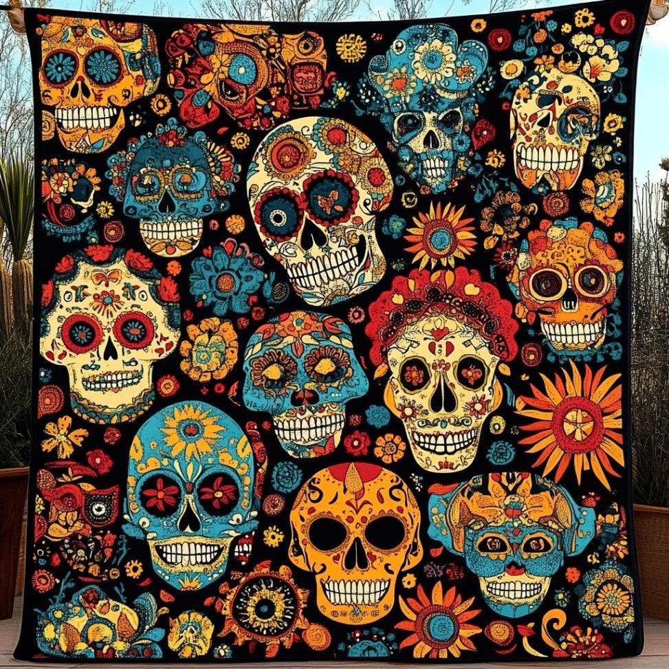 Sugar Skull Quilt Decor Gifts For Friends and Family on Halloween