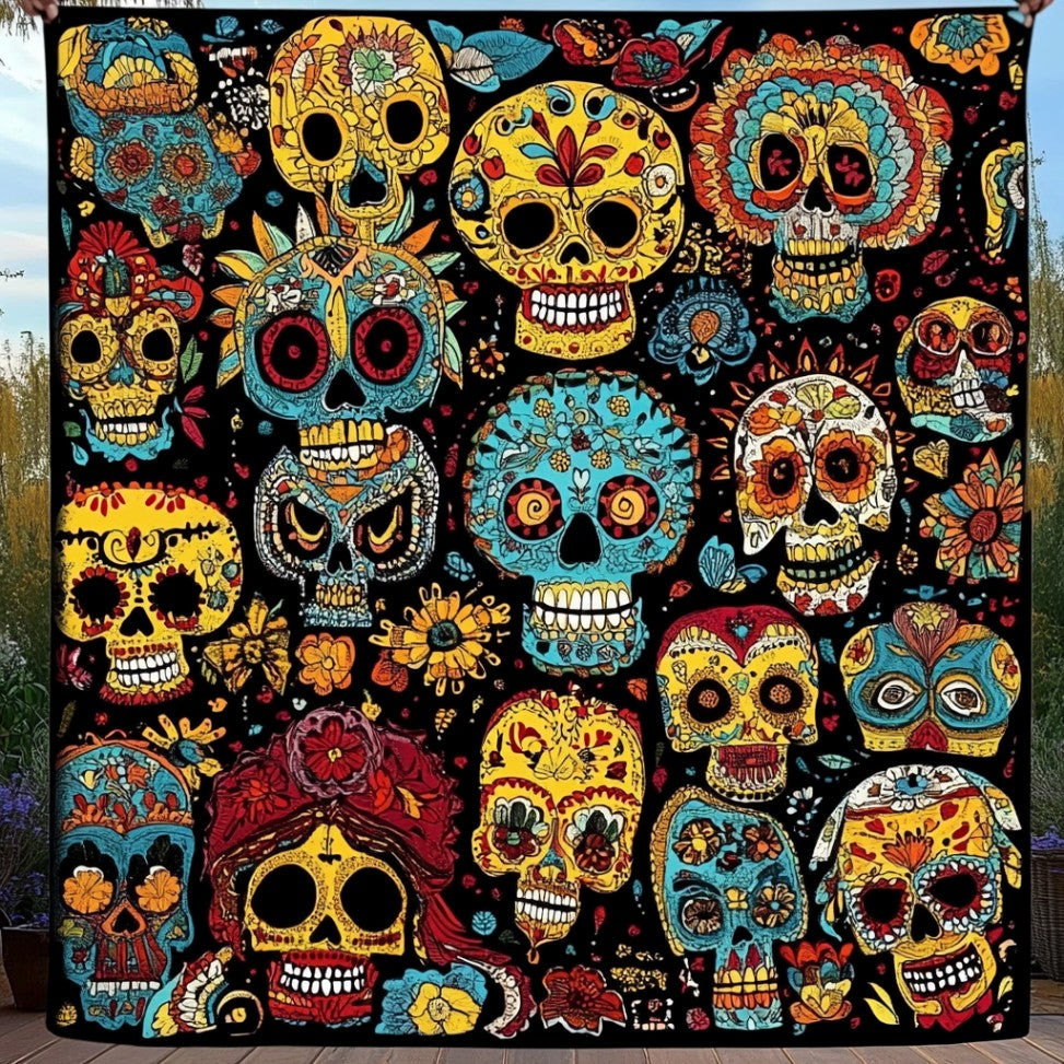 Sugar Skull Quilt Gift Decoration For Friends and Family on Halloween