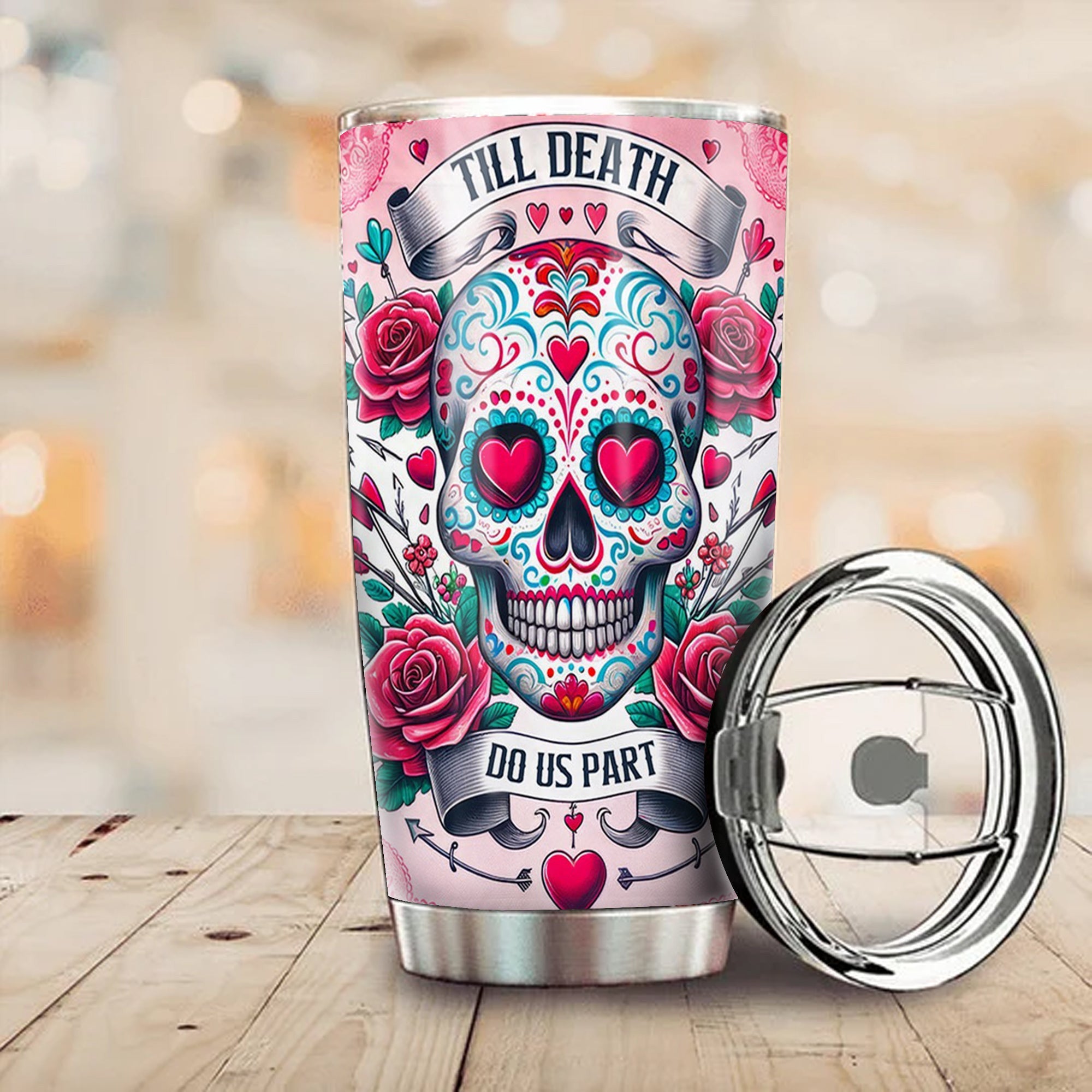 Sugar Skull Till Death Do Us Part Roses Valentine Tumbler Valentines Day Presents For Him Sugar Skull Till Death Do Us Part Roses Valentine Tumbler Valentines Day Presents For Him