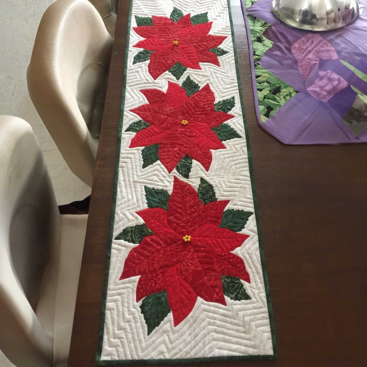 Sugarplum Dance Quilted Table Runner Natural Table Runner Gifts For Father In Law