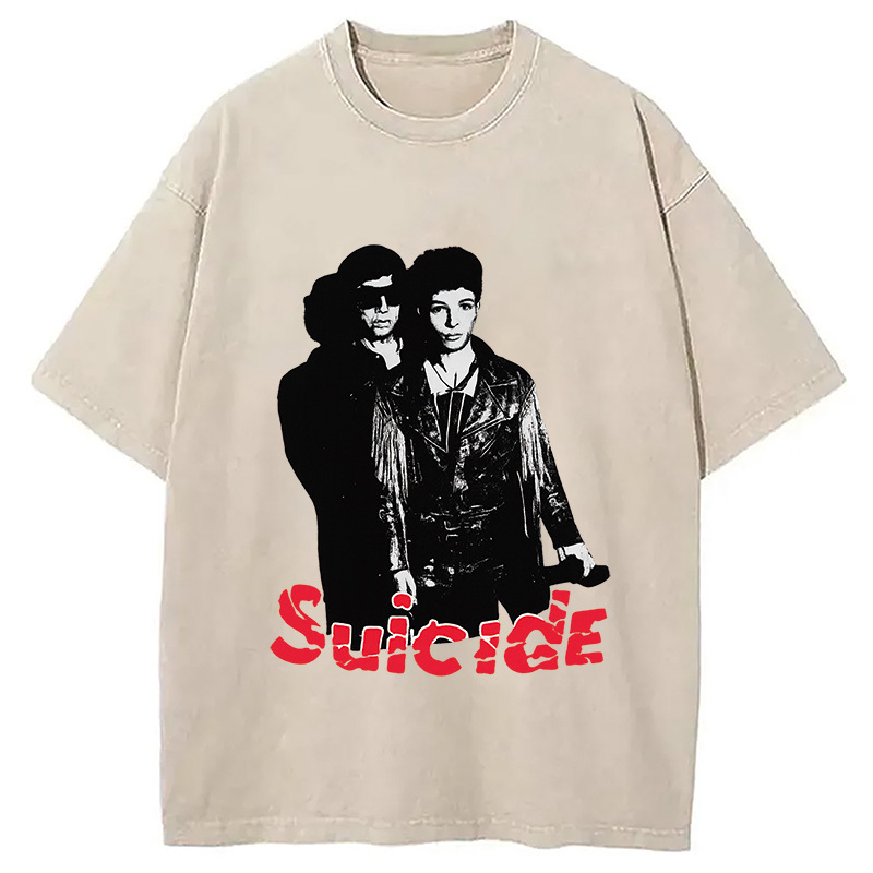 Suicide Band Washed T-Shirt Classic Graphic Fashion Tee Gifts For BFF