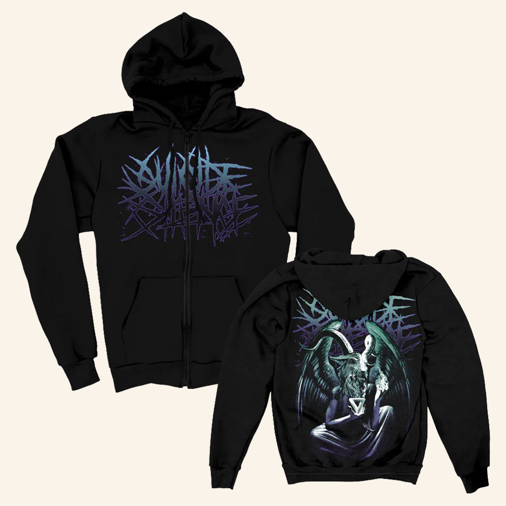 Suicide Silence Merch Suicide Silence Baphomet Zip Up Hoodie Birthday Gift For Husband