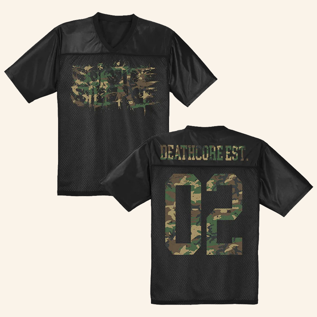 Suicide Silence Merch Suicide Silence Camo Logo Football Jersey Gifts For Band Lovers