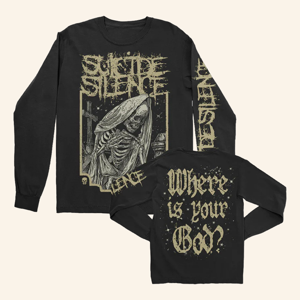 Suicide Silence Merch Suicide Silence Unanswered Long Sleeve T-Shirt Where Is Your God Shirt