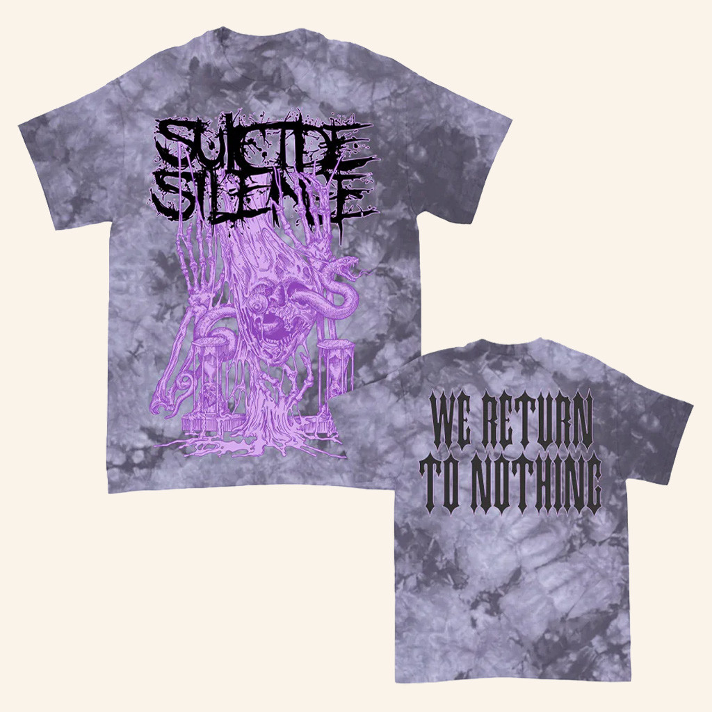 Suicide Silence Merch Suicide Silence We Return To Nothing T-Shirt Blackberry Crystal Dye Shirt
