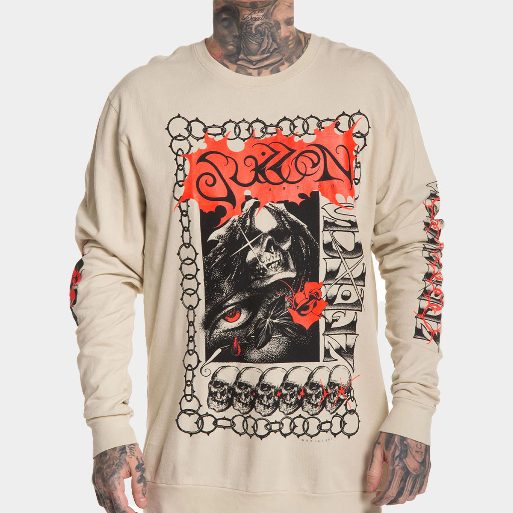 Sullen Clothing Merch Daniel Rhzz French Terry Long Sleeve T-Shirt Reaper Sullen Shirt Him Gift