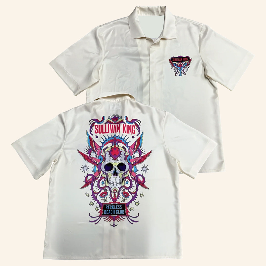 Sullivan King Merch Reckless Beach Club Button Up Shirt Demented Skull Shirt Gifts For Him Sullivan King Merch Reckless Beach Club Button Up Shirt Demented Skull Shirt Gifts For Him