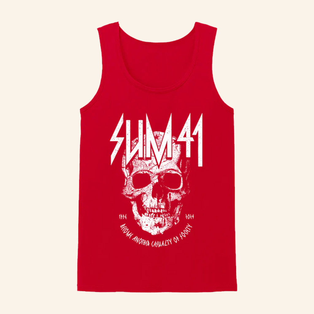 SUM 41 Merch Skull Become Another Casualty Of Society Tank Gifts For Rock Lovers SUM 41 Merch Skull Become Another Casualty Of Society Tank Gifts For Rock Lovers