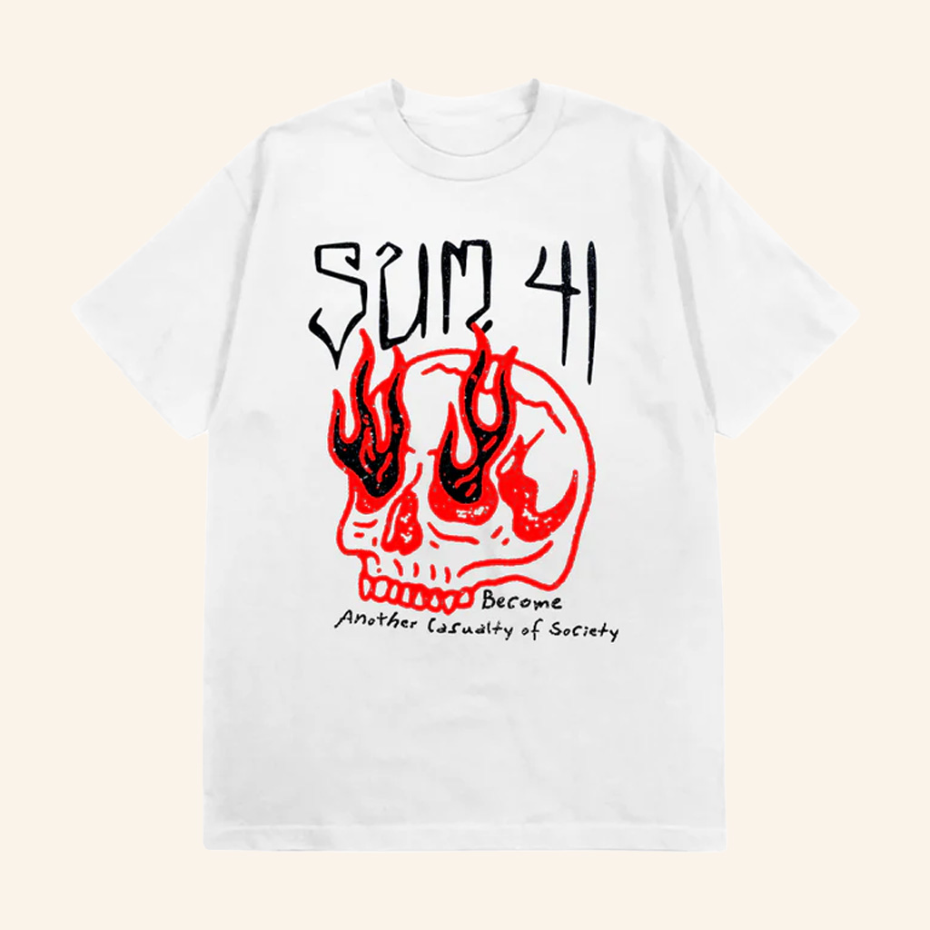 SUM 41 Merch Skull Sketch T-Shirt Presents For Rock Lovers