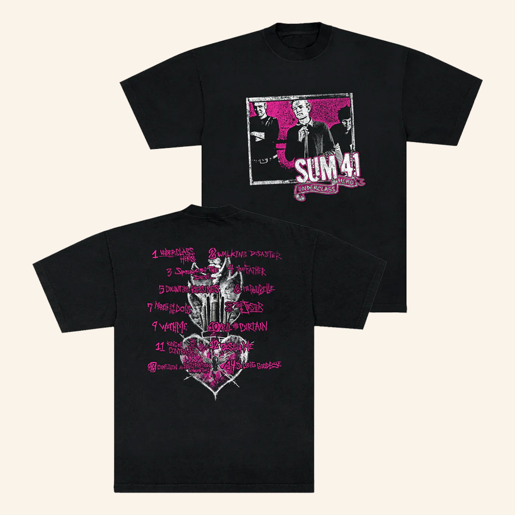 SUM 41 Merch Underclass Hero Anniversary Tracklist T-Shirt Gift Ideas For Dad SUM 41 Merch Underclass Hero Anniversary Tracklist T-Shirt Gift Ideas For Dad