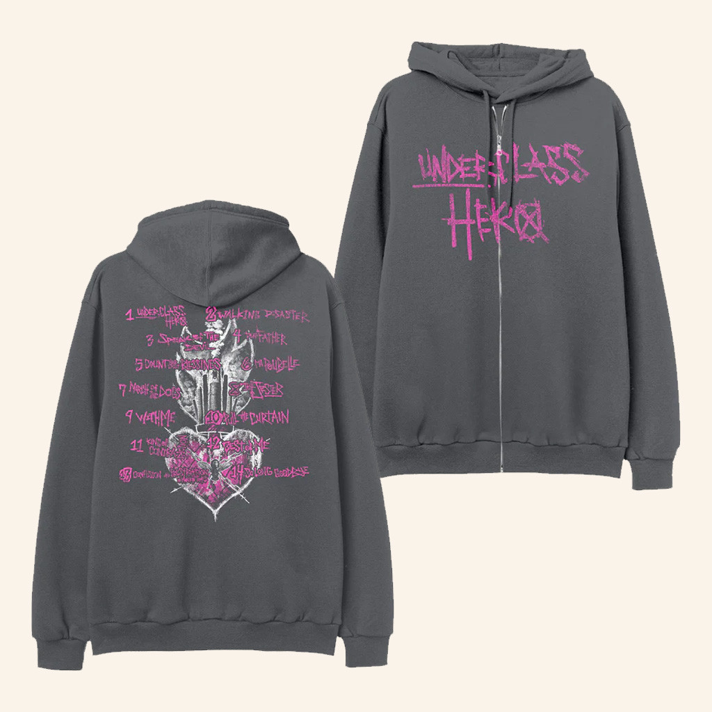 SUM 41 Merch Underclass Hero Anniversary Tracklist Zip Hoodie Gifts For Rock Fans SUM 41 Merch Underclass Hero Anniversary Tracklist Zip Hoodie Gifts For Rock Fans