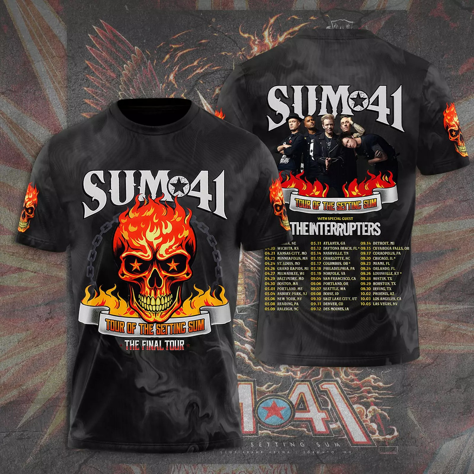 Sum 41 Tour Of The Setting Sum The Final Tour 3D Shirt Gift For Music Fans