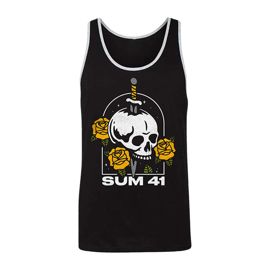 Sum41 Merch Skull And Roses Tank Top Present For Husband Sum41 Merch Skull And Roses Tank Top Present For Husband