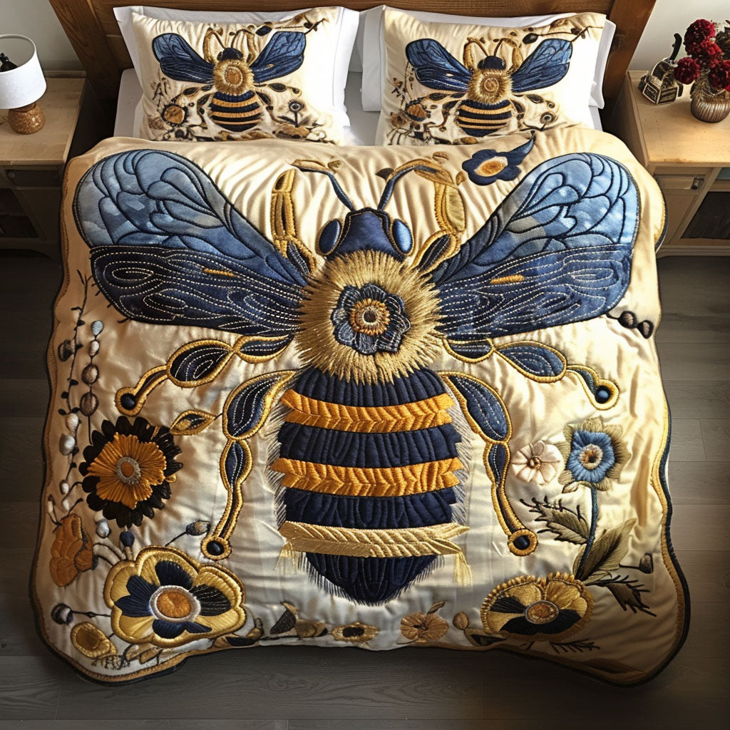 Summer Bloom Quilted Bedding Set Bed Decorations Unique Bee Gifts