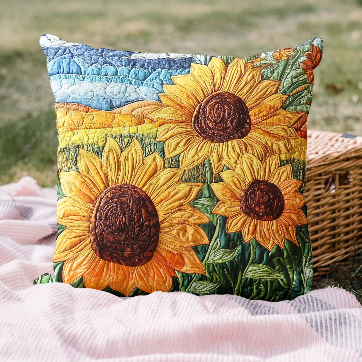 Summer Bloom Quilted Pillow Case Plaid Christmas Pillow Cover