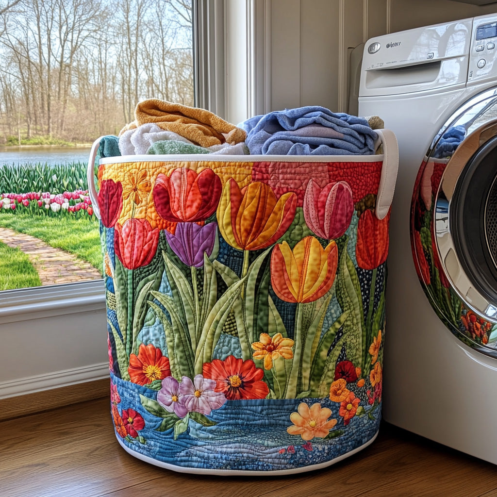 Summer Blossom Quilted Laundry Basket Anniversary Merch Gift