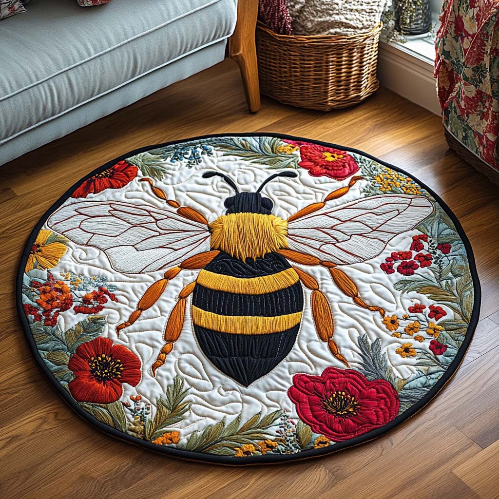 Summer Bounty Quilted Round Mat Outdoor Decor Christmas Gifts For Flower Lovers