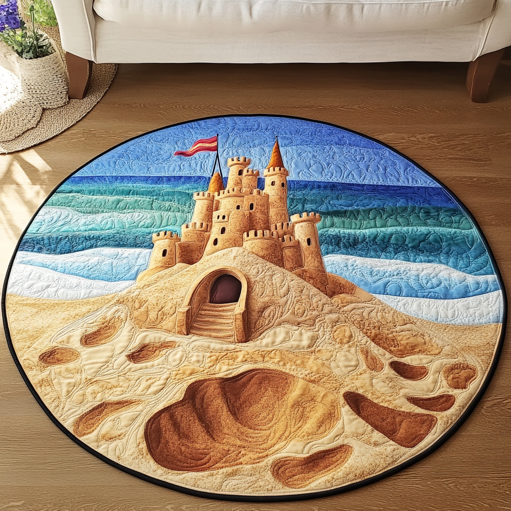 Summer Breeze Quilted Round Mat Door Entrance Decor Beach Christmas Gifts