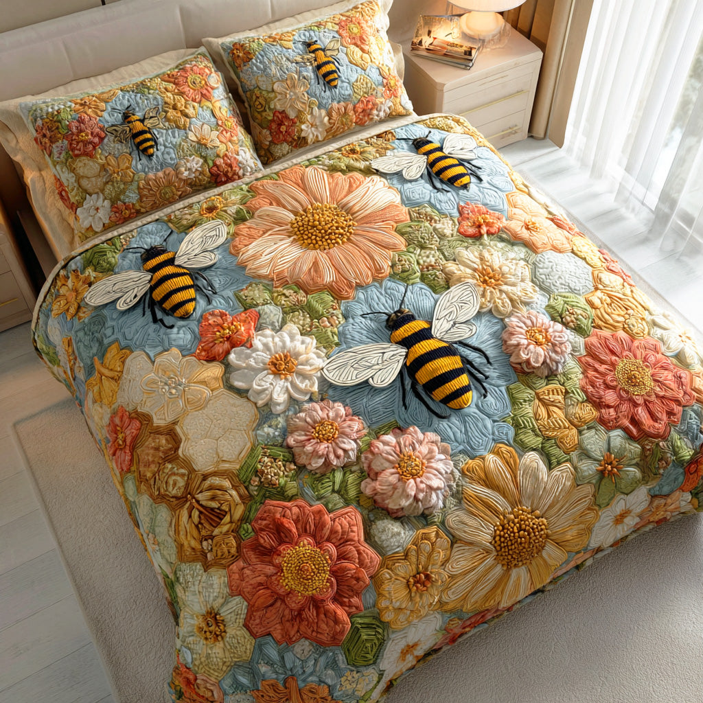 Summer Drift Quilted Bedding Set Luxury Duvet Cover Set for Elegant Bedroom Decor