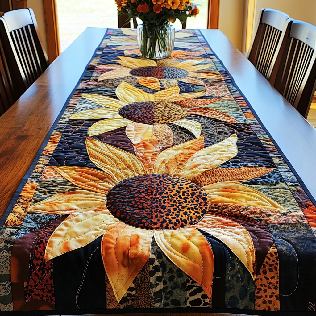 Summer Essence Quilted Table Runner Spring Flower Table Runner Dining Room Table Decor
