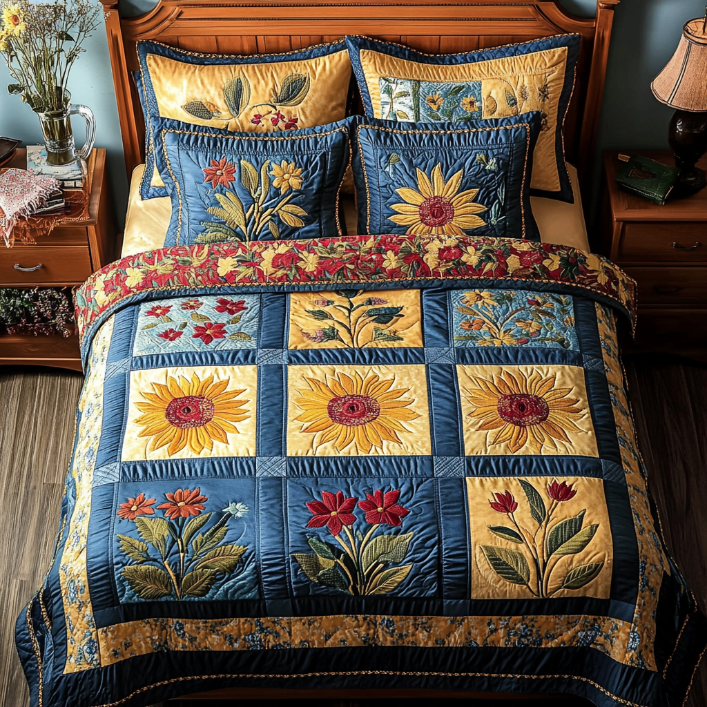 Summer Garden Quilted Bedding Set Comfy Bedding Set That Adds Style and Warmth