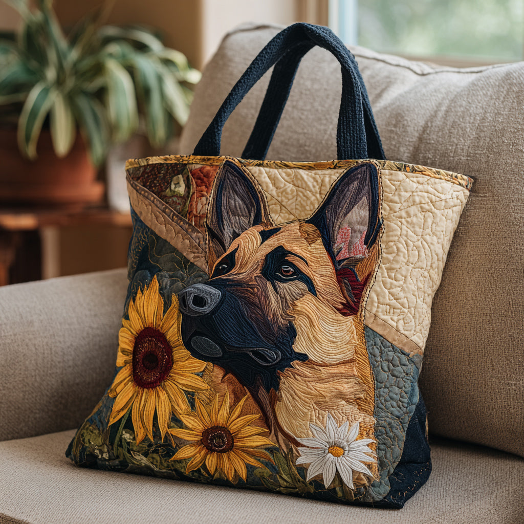 Summer German Shepherd Quilted Tote Bag Unique Dog Gifts
