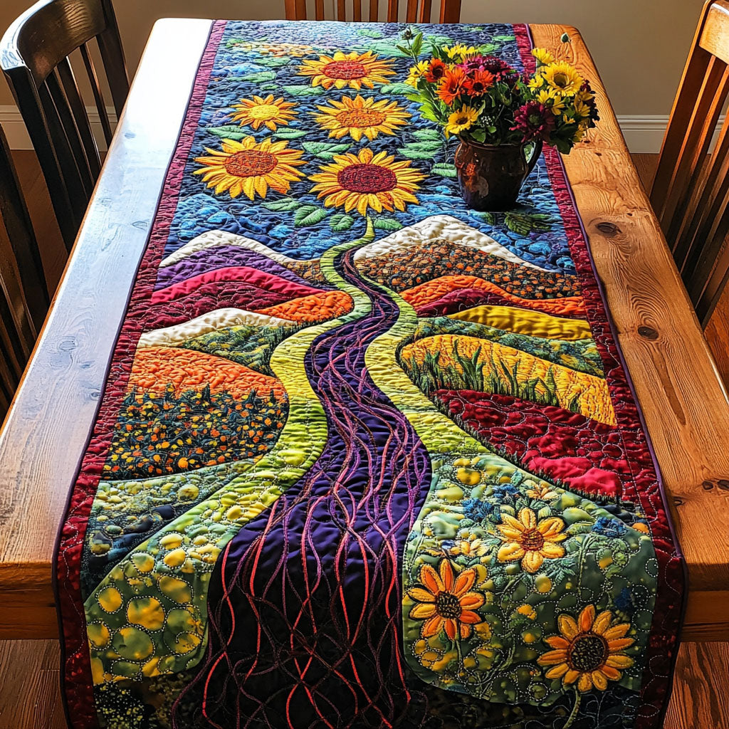 Summer Glory Path Quilted Table Runner Flower Table Cover Dining Room Decor Ideas