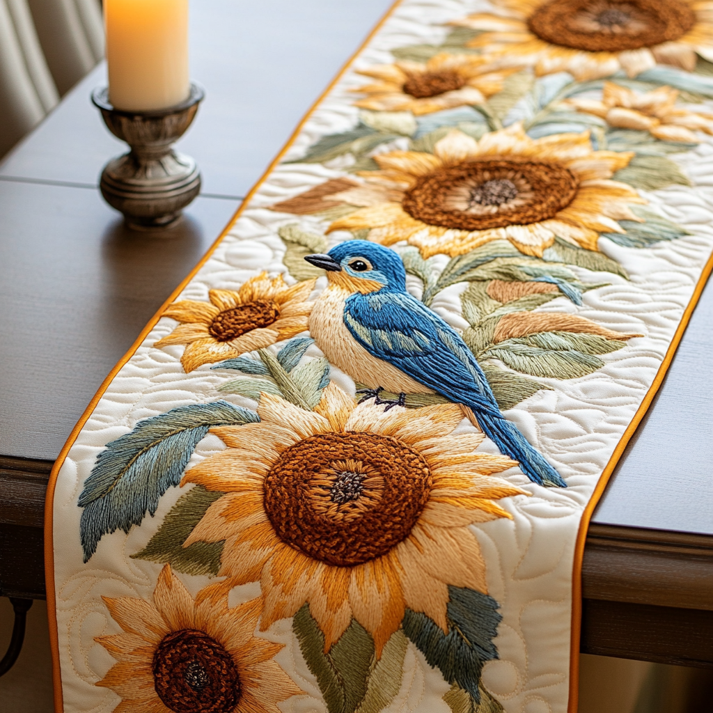 Summer Glow Quilted Table Runner Dining Room Decor Sunflower Theme Gifts Merchandise