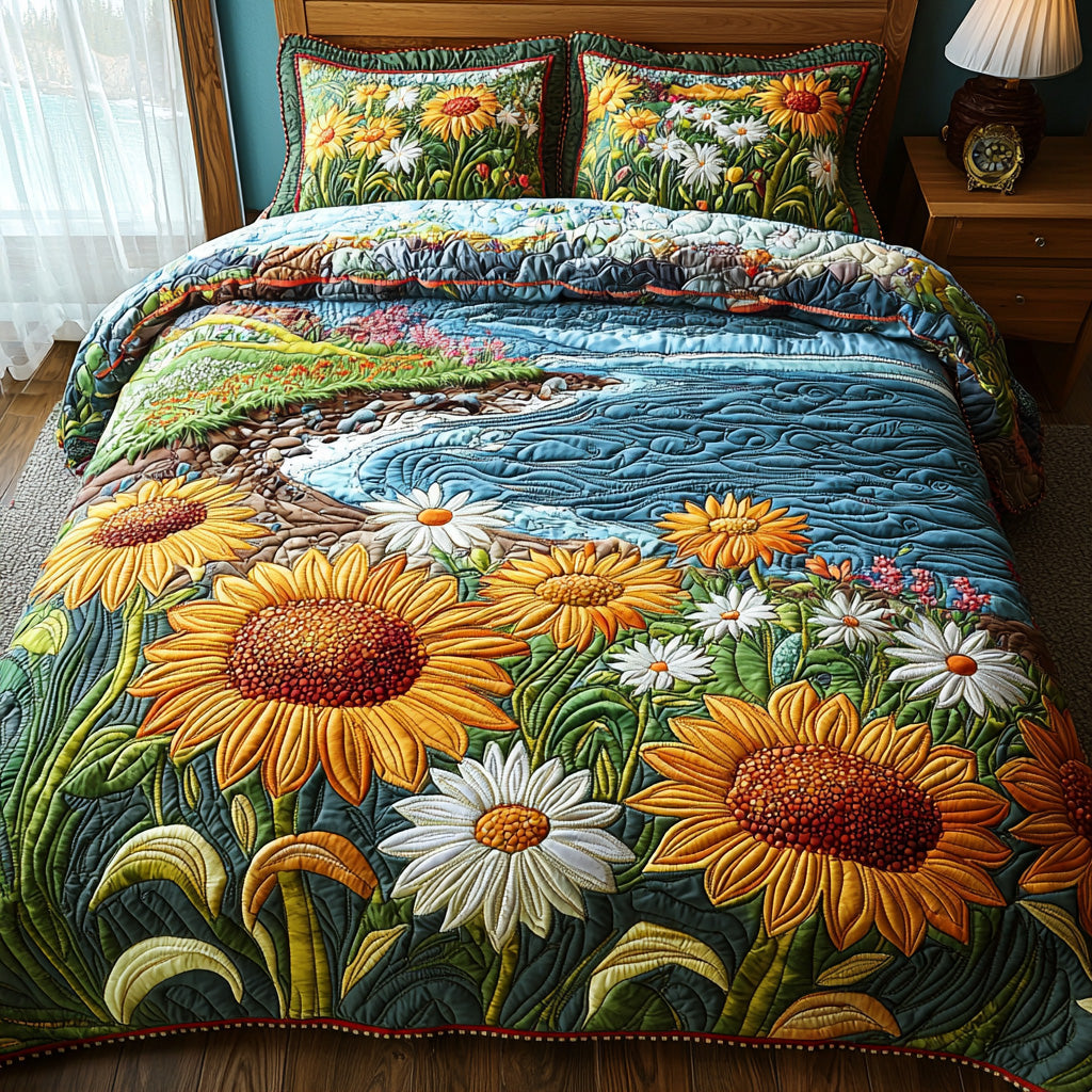 Summer Light Quilted Bedding Set Bed Decor Sunflower Christmas Gift Ideas