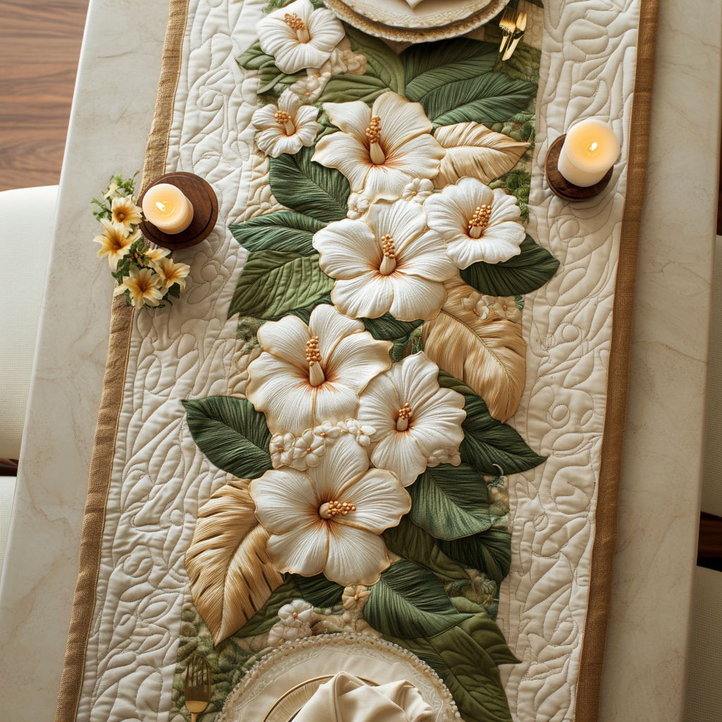 Summer Luxe Quilted Table Runner Tropical Themed Kitchen Decor Best Family Gifts