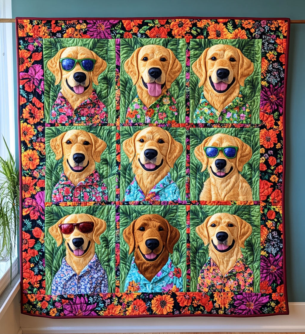 Summer Retriever Joy Quilted Blanket Gifts For Golden Retriever Lovers