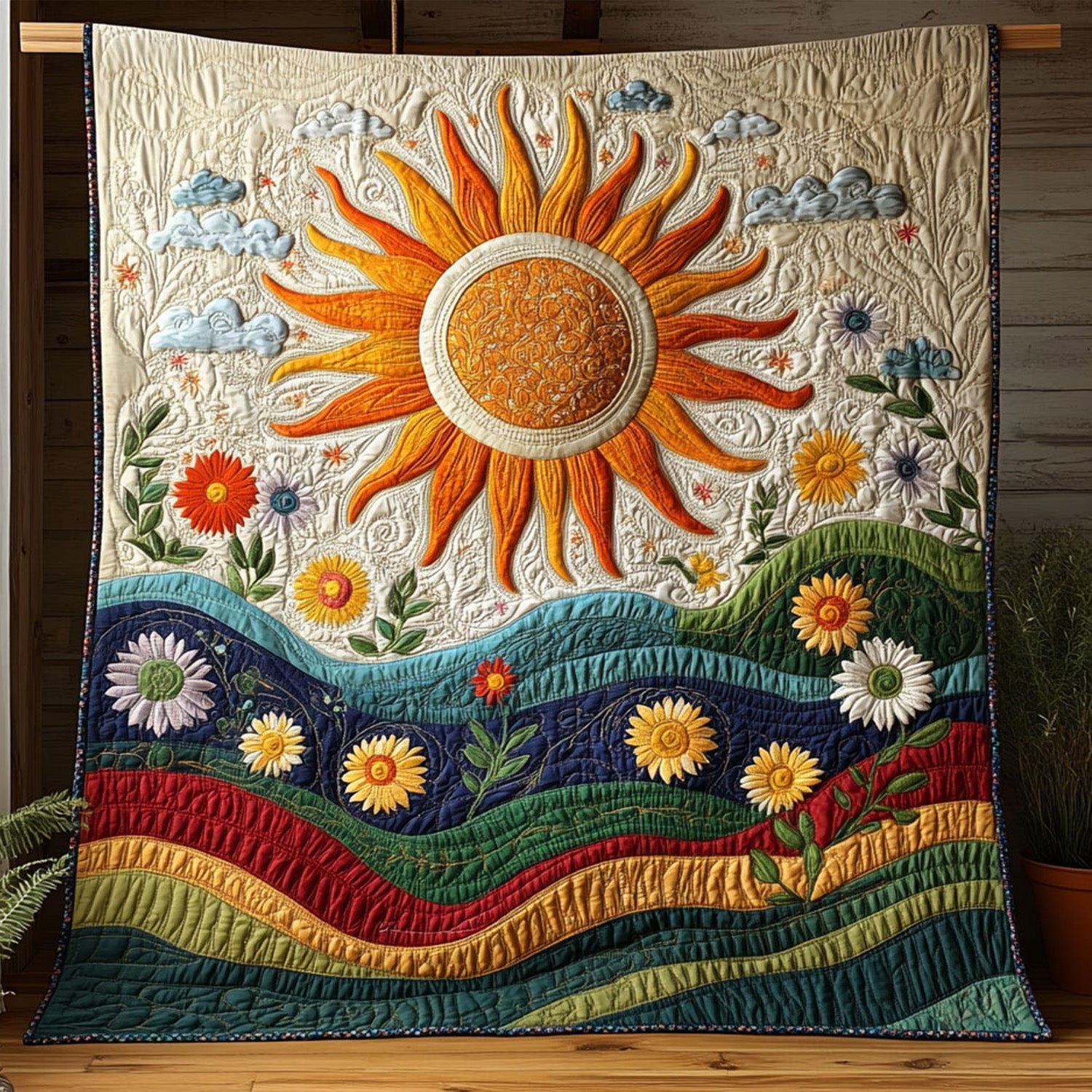 Summer Shine Quilted Blanket Cute Bedroom Decor Hippie Christmas Gifts