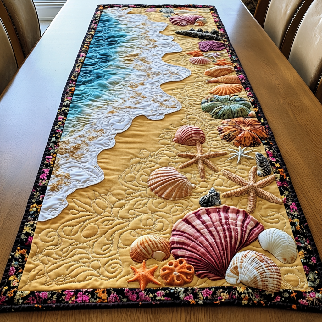 Summer Shore Quilted Table Runner Ocean Themed Table Runners Gift Ideas For Friends