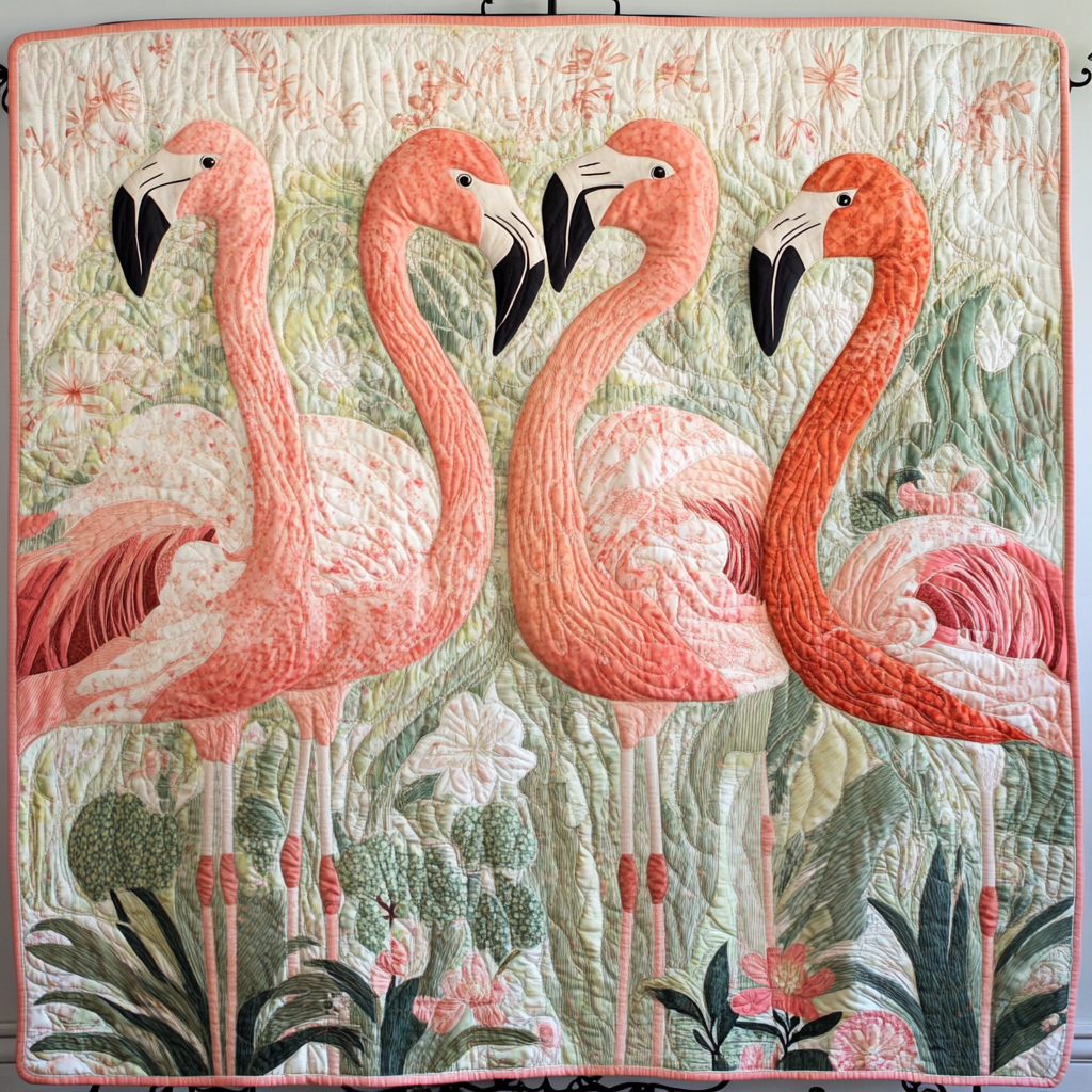 Summer Sippers Quilted Blanket Flamingo Gifts For Ladies