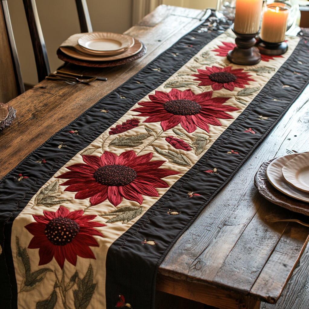 Summer Stitches Quilted Table Runner Dining Room Table Decor Ideas Gifts For Flower Enthusiasts