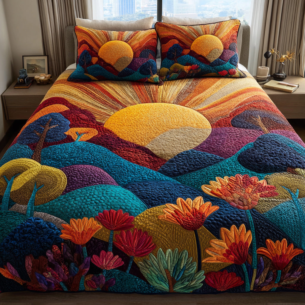Summer Sun Quilted Bedding Set Bed Decorations Family Ideas For Christmas Gifts