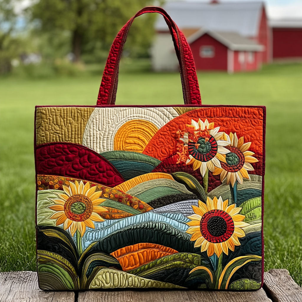 Summer Sunscape Quilted Tote Bag Gifts For Sunflower Lovers