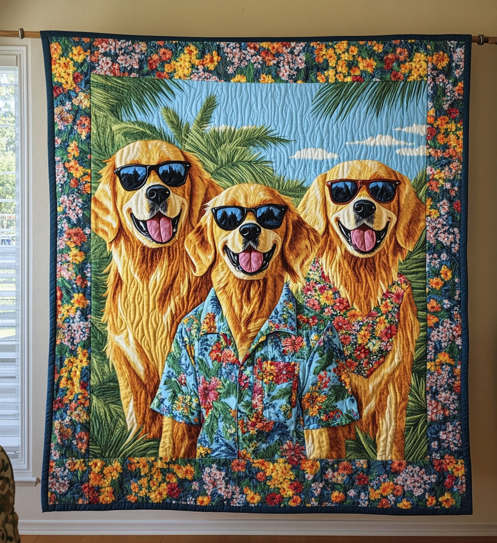 Summer Sunshine Retriever Quilted Blanket Gifts For Golden Retriever Lovers