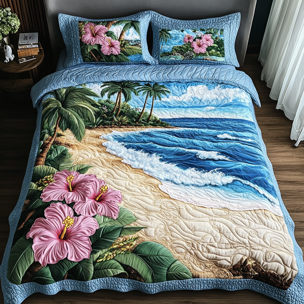 Summer Tide Quilted Bedding Set Bed Decor Beach Gifts For Friend