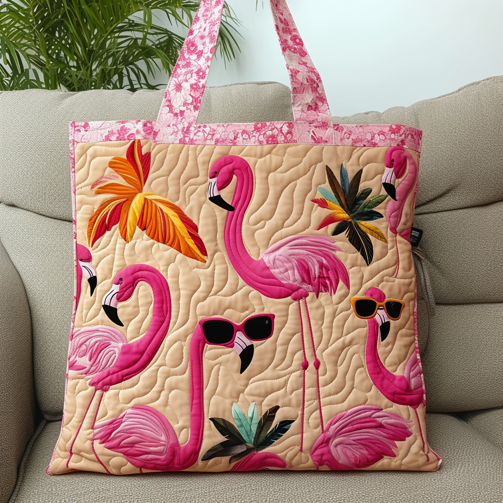 Summer Vibes Flamingo Quilted Tote Bag Flamingo Themed Presents