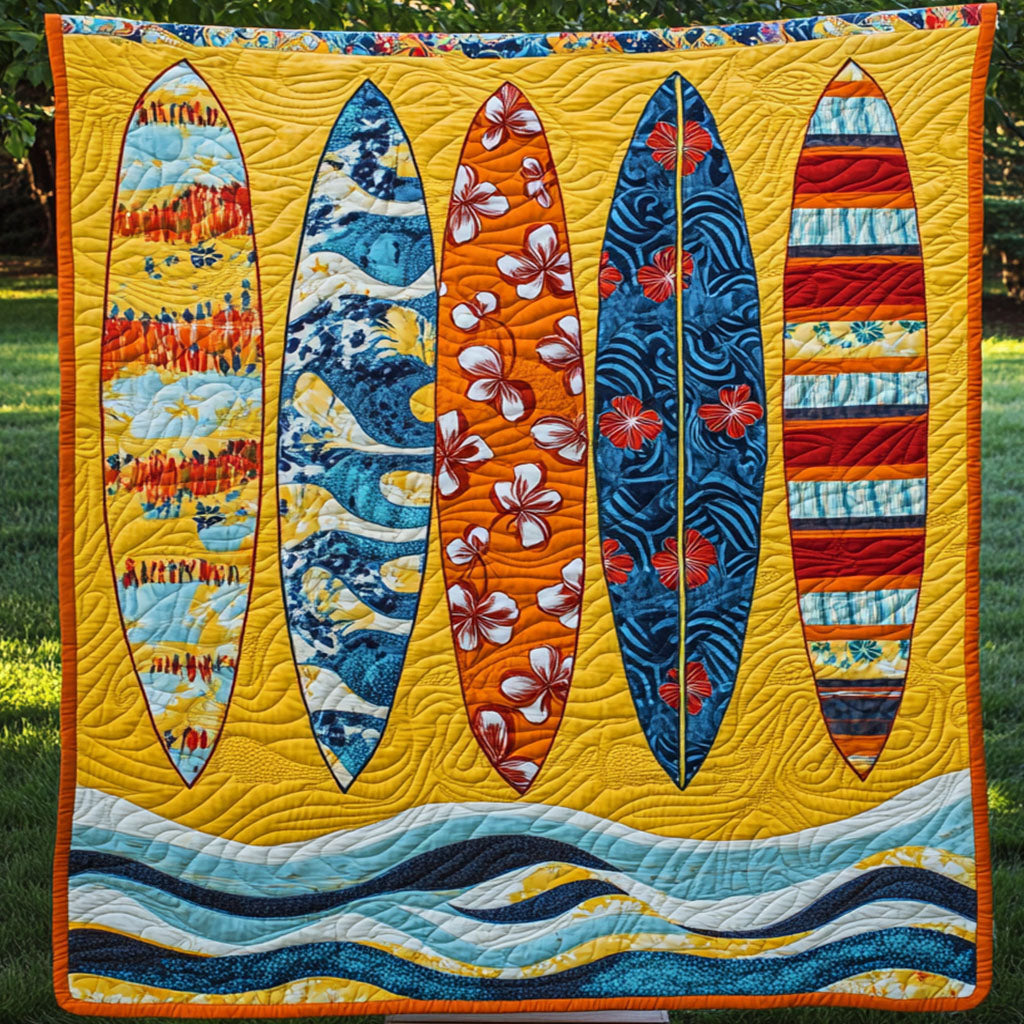 Summer Waves Quilted Blanket Bedroom Decor Christmas Surfing Gifts For Her