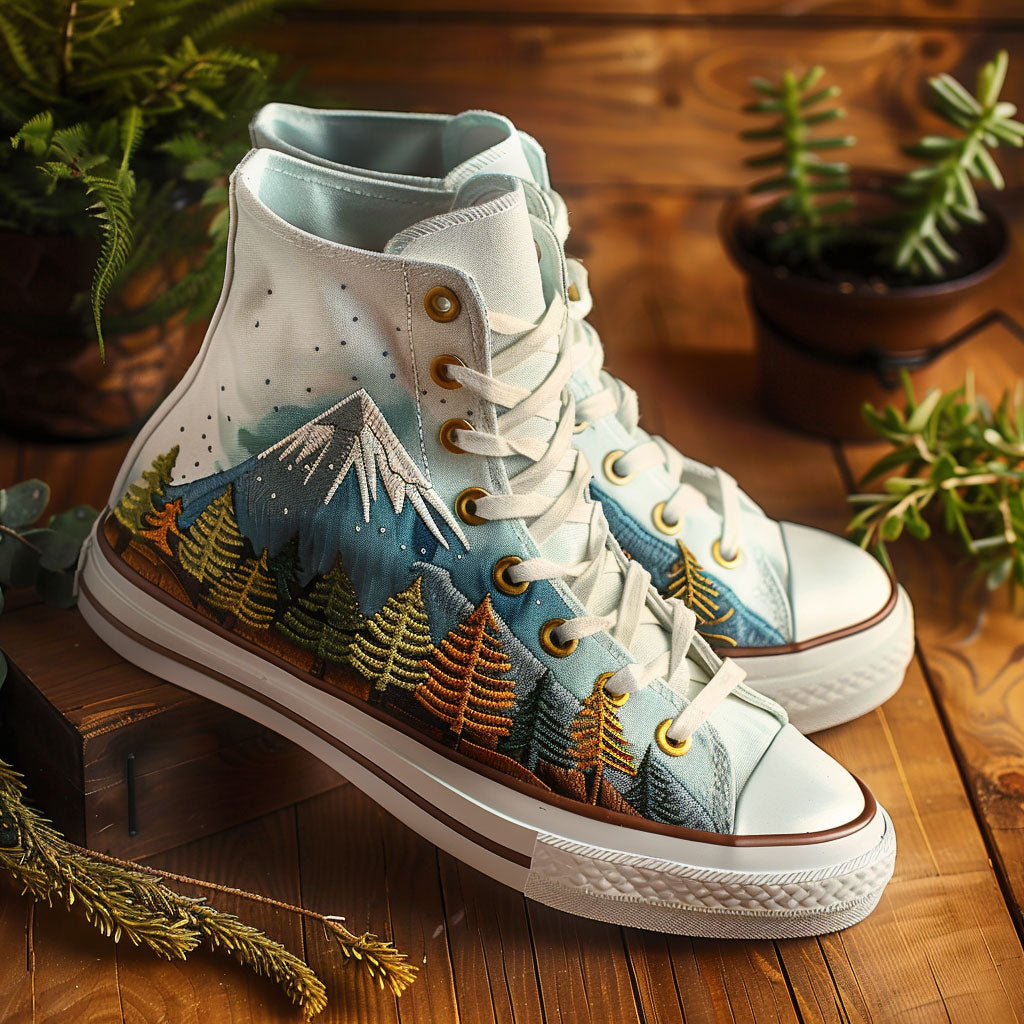 Summit Trail Canvas High Tops Merch For Couples